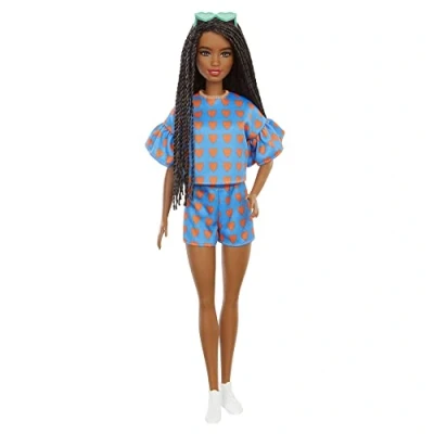 Imagen de Barbie Fashionista Muñeca afroamericana con Trenzas, Conjunto de Corazones y Accesorios Moda Juguete, Multicolor (Mattel GRB63)