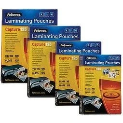 Imagen de Fellowes Fundas de Plastificar (75x105mm), acabado brillo, 100 hojas, 250 micras (2 x 125 micras) calidad, adecuadas para fotos, tarjetas identificación y documentos pequeños
