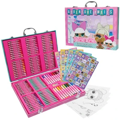 Imagen de L.O.L. Surprise! Set Estuche de Colores para Niñas Rotuladores, Lápices Colores, Crayones Más 130 Piezas Suministros Arte Regalo Navidad (Rosa piezas)