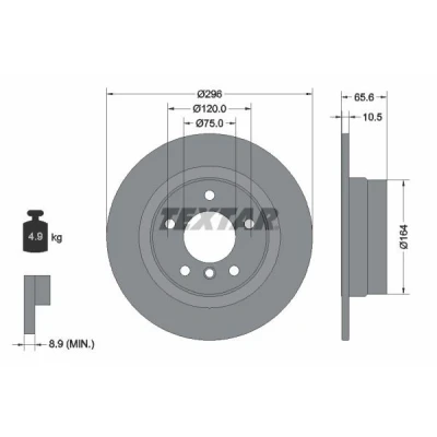 Imagen de TEXTAR PRO 92133103 Disco de freno 296 10,5 05/06 120 macizo revestido sin perno sujeción rueda, buje rueda BMW: 3 Berlina, Coupé