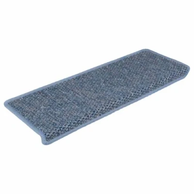 Imagen de vidaXL Alfombrilla Autoadhesiva de Escalera 15 uds, con Aspecto Sisal, Protector Antideslizante Peldaño, Tela Azul 65x21x4 cm