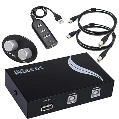Imagen de conmutador USB KVM 2.0, 2 entradas, 1 salida, mejorado con cables 2.0 de alta velocidad, para impresora, ratón, teclado, disco duro y memoria