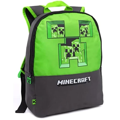 Imagen de Minecraft mochila niños Pixel Creeper Breakthrough Grey School Bag Un tamaño