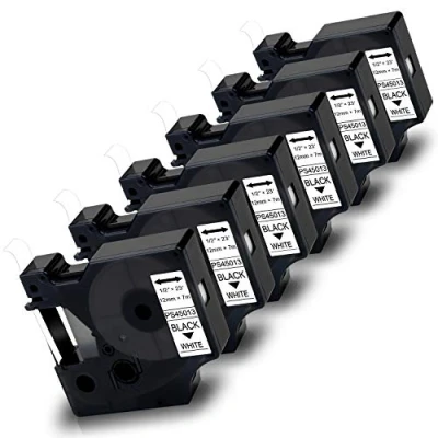 Imagen de 6X Pristar Compatible para Dymo 45013 S0720530 12mm Negro sobre Blanco LabelManager 160 210D 360D 280 PnP LabelWriter 450 Duo LabelPoint 300 350