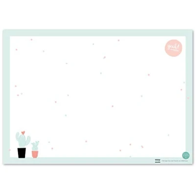 Imagen de TYSK Design Vade de escritorio cactus en blanco (diseño a elegir), protector mesa papel para arrancar, DIN A3 hacer lista, bloc notas, planificador semanal