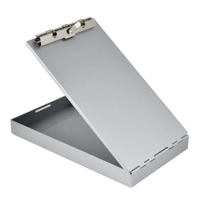 Imagen de Saunders Silver Memo Size Aluminum Redi Rite Portapapeles de almacenamiento con compartimento 1 pulgada y pestillo autobloqueante, soporte perfecto para contratistas, camioneros uso oficina