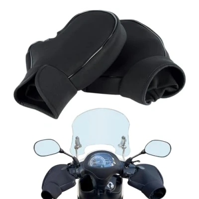 Imagen de CAMEIRGOU Guantes De Manillar para Motocicleta, Forro Polar Grueso Invierno, Manoplas Universales Manubrio Calentadores Manos Bicicletas