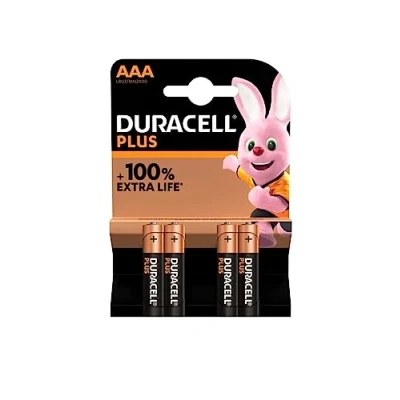 Imagen de 4 pilas Duracell AAA plus (1 blíster de baterías) mini lápiz (LR03/MN2400)