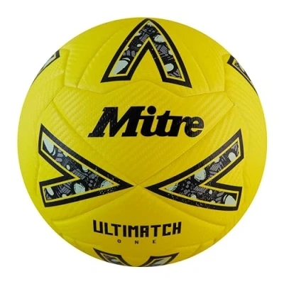 Imagen de Mitre Ultimatch Balón de fútbol, Control Mejorado, Durabilidad, Buena precisión, Talla 3, Amarillo flúor/Negro/Gris