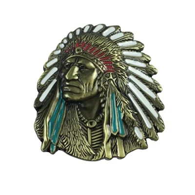 Imagen de DT Native American Vintage Indians Head Western Cowboy cinturón Hebilla para Accesorios Regalo Hombres Mujeres, 2, 7.3cm x 7.8cm