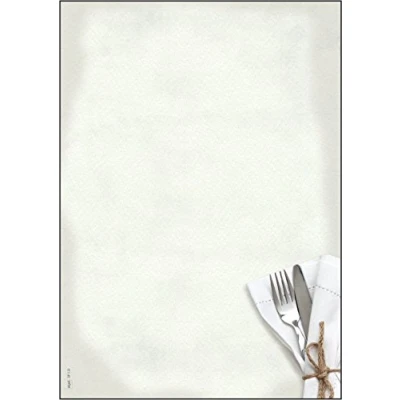 Imagen de SIGEL DP125 Papel de cartas, 21 x 29,7 cm, 90g/m², Menú restaurante, blanco y gris, 50 hojas