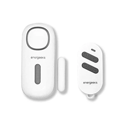 Imagen de energeeks Alarma de Apertura para Puertas y Ventanas Mando Remoto Incluido Protección del Hogar Seguridad Autónoma Fácil Instalación Sin Necesidad App ni Conexión a Internet