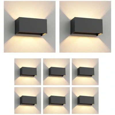 Imagen de ledscom.de 8 pzas. aplique CUBEL para exterior, IP65, up/downlight, antracita mate, rectangular, 2x G9 máx. 10W