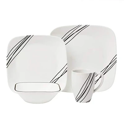 Imagen de Corelle 1088188 Juego de vajilla, Porcelana, Negro, 16 Piece