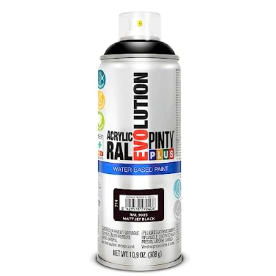 Imagen de PINTY PLUS PINTURA EN SPRAY EVOLUTION WATER BASED 520CC RAL 9005 NEGRO INTENSO MATE