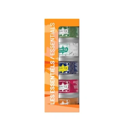 Imagen de Kusmi Tea Surtido de Té para Regalo Juego Cesta 100% Orgánico Verde, Negro, Infusiones Frías Selección 5 Sabores Icónicos Hojas Sueltas Latas 25 g