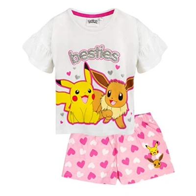Imagen de Pokémon Pijama Pikachu y Eevee con Volantes, de pantalón Largo o Corto 9 10 años