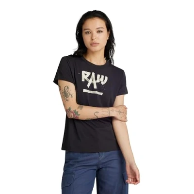Imagen de G STAR RAW Calligraphy Graphic Tops, Negro Dk Black D24498 d511 6484, XS para Mujer