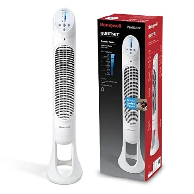 Imagen de Honeywell QuietSet Ventilador de Torre Oscilante para Toda una Gabitación, 5 Ajustes Velocidad, Oscilación 80, Función Temporizador, Luces Apagado Automático, Mando a Distancia, HYF260