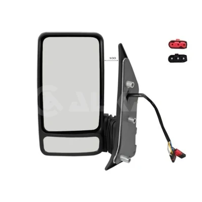 Imagen de espejo retrovisor Alkar 9227977 izquierda eléctrico calefactable, con gran angular, brazo corto de espejo, convexo para vehíc. volante a la