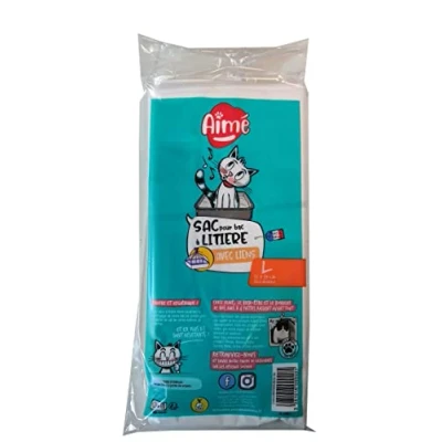 Imagen de Aimé Bolsas Arenero Gatos x12 Formato Universal 55x39 cm para Caja de Arena Gato con Asas Recerrables el Bienestar su Mascota Higiénicas