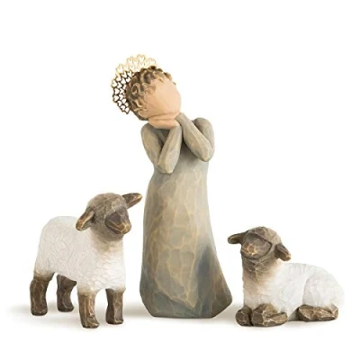 Imagen de Willow Tree Figura de pastorcito con ovejitas, Home &amp; Navidad Deco, Enesco