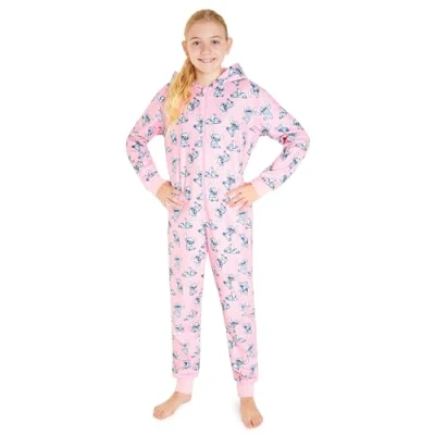 Imagen de Disney Pijama Niña Stitch Entero, Onesie Cierre Cremallera Completo, Edad 4 14 Años, Regalo Navidad (Rosa Stitch, 11 12 años)