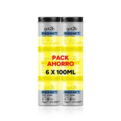 Imagen de Got2b Cera fijadora Beach Matt 6uds de 100ml (600ml) Con efecto mate Fijación media No es pegajoso