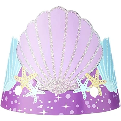 Imagen de Amscan 250827 Tiaras de Papel con Deseos Sirena, Paquete 8