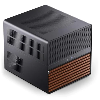 Imagen de Jonsbo Caja NAS N5 E ATX Cube Case con capacidad para 16 unidades, 8 ranuras, diseño de malla, decoración madera, USB C, ideal y estaciones trabajo, color negro