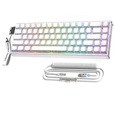 Imagen de ATTACK SHARK X68MAX HE Teclado de Aluminio CNC Completo, 8KHz Rapid Trigger, Accionamiento Ajustable 0.005mm, Gaming RGB Cableado con Interruptor Magnético, Snap Tap,Cable C01Ultral (Contornos Blanco)