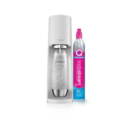 Imagen de Sodastream Terra Máquina de agua con gas y soda Pack 1 botella l, acabado acero inoxidable, compatible lavavajillas + recarga 60 l para clips, color blanco