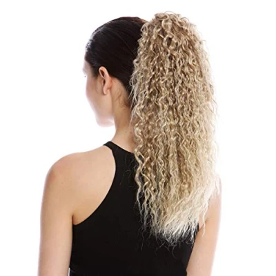 Imagen de WIG ME UP N609 V 16T22 extensión de pelo trenza coleta larga voluminosa rizada rizos crespos afro kinks color rubio claro teñido 45 cm