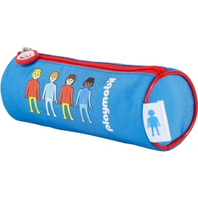 Imagen de Dohe Estuche Escolar Redondo Cierre de Cremallera, Licencia Oficial, Poliéster Resistente, 21x7,5x7,5 cm, Material Playmobil Core Azul
