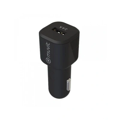 Imagen de Cargador USB para coche Muvit MCDCC0006, Universal, 2.4A, Negro