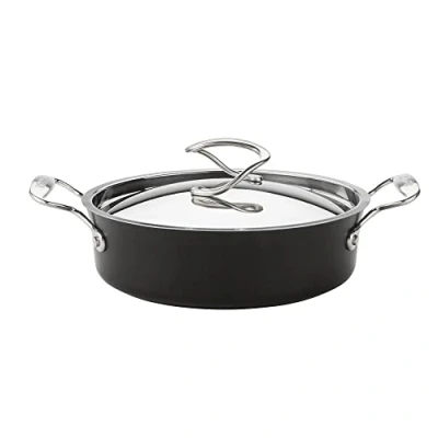 Imagen de Circulon Style Sartén de inducción con tapa, 24 cm, antiadherente, tapa y asas acero inoxidable, apto para lavavajillas revestimiento antiadherente triple capa, color negro