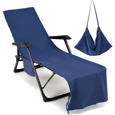 Imagen de Fundas Tumbona con Bolsillo, Toalla de Playa Secado Rápido para Silla Playa/Colchoneta Jardin, Funda Protectora Cojines Tumbonas, Microfibra Cubierta Piscina(L5 1)