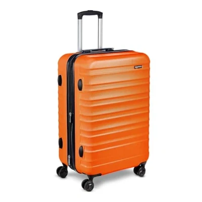 Imagen de Amazon Basics Maleta de viaje rígidaa giratoria 68 cm, Naranja fuerte