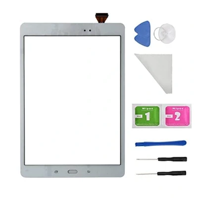 Imagen de Pantalla táctil digitalizador de cristal para Samsung Galaxy Tab A 9,7 pulgadas SM T550 T551 T555 (sin LCD) con adhesivo y herramientas (color blanco)