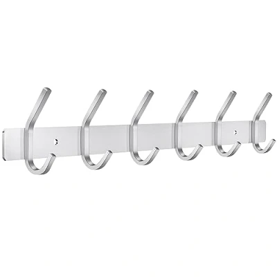 Imagen de JOLY FANG Perchero de Pared, Ganchos Percheros Pared Acero Inoxidable, Perchas Ideal para Dormitorio Baño (6 Gancio, Plata)