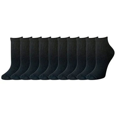 Imagen de Amazon Essentials Calcetines Tobilleros Ligeramente Acolchados de Algodón Mujer, 10 Pares, Negro, 36 39.5