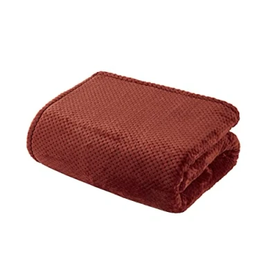 Imagen de Sleepdown Manta de Forro Polar Lujo, Color Naranja óxido, Supersuave, cálida, acogedora, Panal, 200 cm x 250