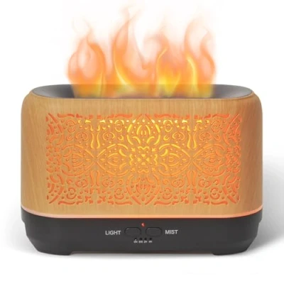 Imagen de Earnest Living diffusore di aromi fiamme, 200 ml, umidificatore con Timer, luci notturne e spegnimento automatico, per casa, ufficio, aromaterapia, OLI essenziali, venature del