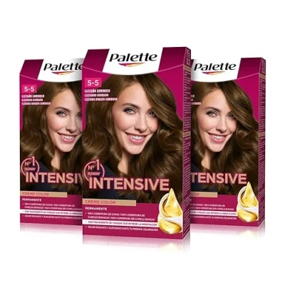 Imagen de PALETTE Intensive Creme Color 5 Castaño Luminoso , tinte permanente con aceite de macadamia y almendras, cubre el 100% las canas raíces, para un pelo radiante