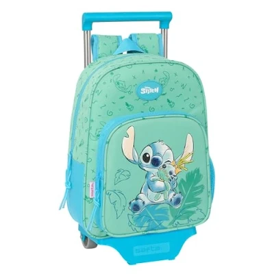 Imagen de Safta STITCH ALOHA Mochila Infantil con Carro 705, Ideal para Niños de Diferentes Edades, Cómoda y Versátil, Calidad Resistencia, 26x11x34 cm, Color Turquesa