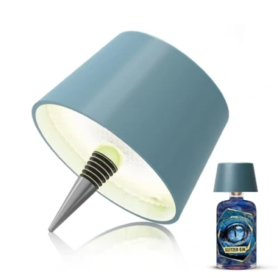 Imagen de MU LIN LED Akku Flaschenlampe,tischmpe kabellos mit Touch,led Flaschenlicht,tischlampe akku,led tischleuchte kabellos,LED lampe,Campinglampe,Tischleuchte,Akku Lampe,Outdoor Lampe/Blau