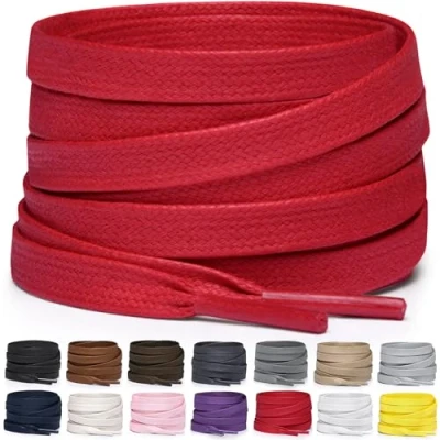 Imagen de Miscly Cordones Planos de Algodón Encerado Para Botas, Zapatillas y Zapatos, Disponibles en Varias Longitudes Colores (Rojo, 91 cm)