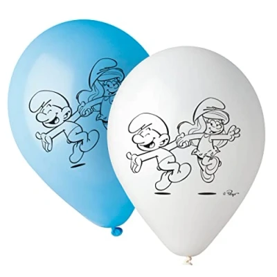Imagen de Globos impresos de Pitufos látex, 10 unidades