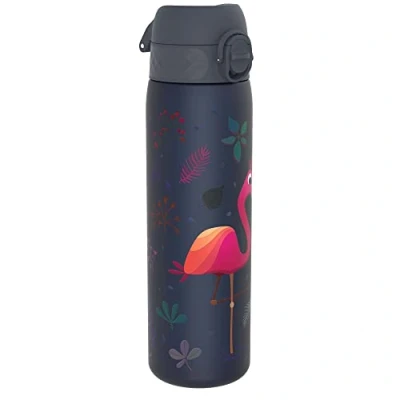 Imagen de Ion8 Botella Agua, 500ml, a Prueba de Fugas, Fácil Abrir, Cerradura Segura, Apta para Lavavajillas, Sin BPA, Asa Transporte, Limpiar, Neutro en Carbono, Diseño Flamenco