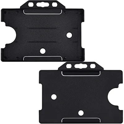 Imagen de WEBBOMB® 2 soportes para tarjetas de identificación, plástico duro, fundas horizontales crédito, servicio, pasaporte esquí, unidades (negro)